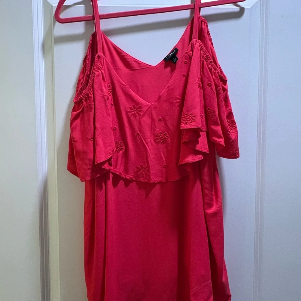 Torrid Challis Embroidered Cold Shoulder Top - Picture 2 of 5